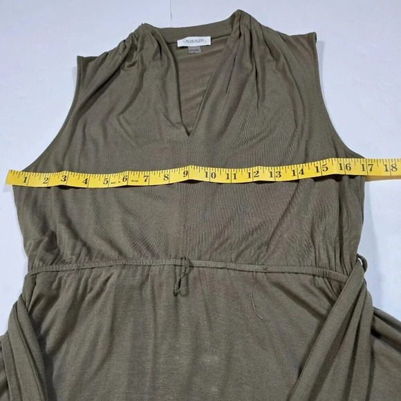 Calvin Klein Midi Dress Green  Sleeveless V-Neck Size 10 Tie Waist - Picture 5 of 16